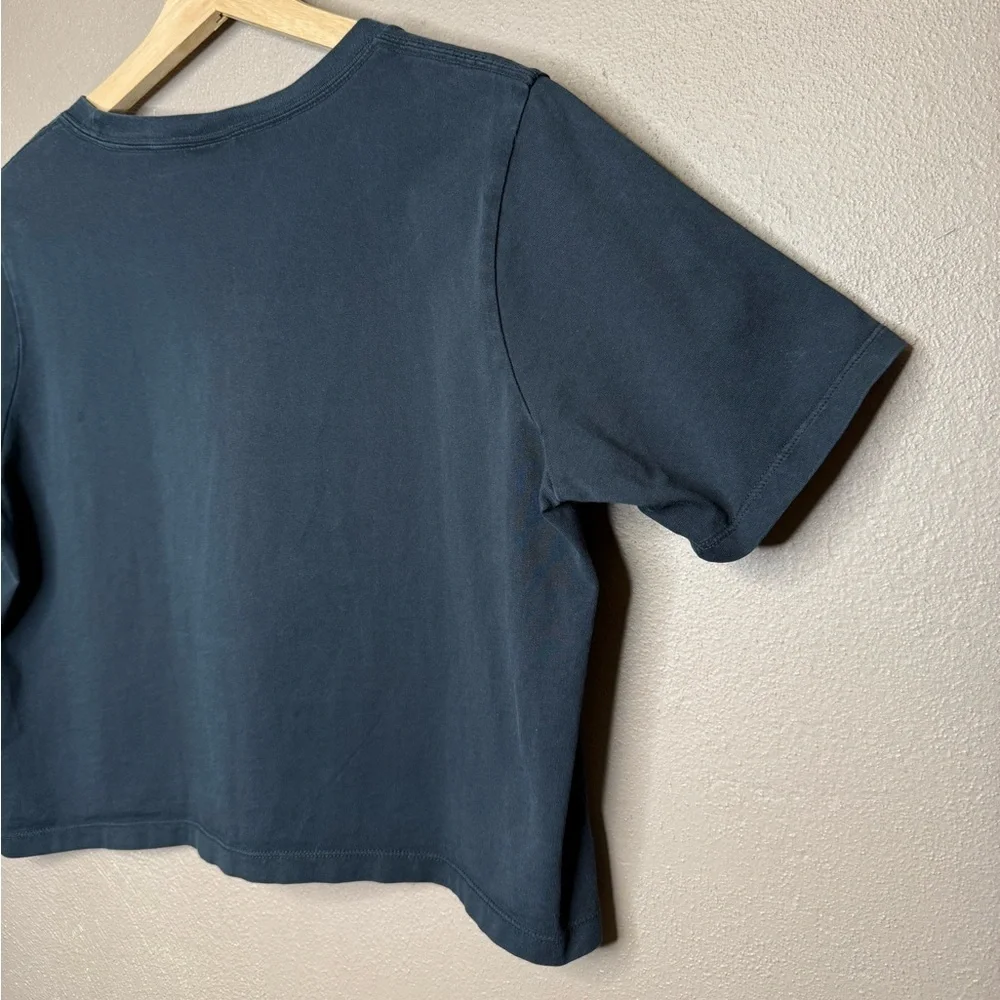 Nike Black Cropped Tee with White Logo Women's Size Large 100% Cotton Activewear